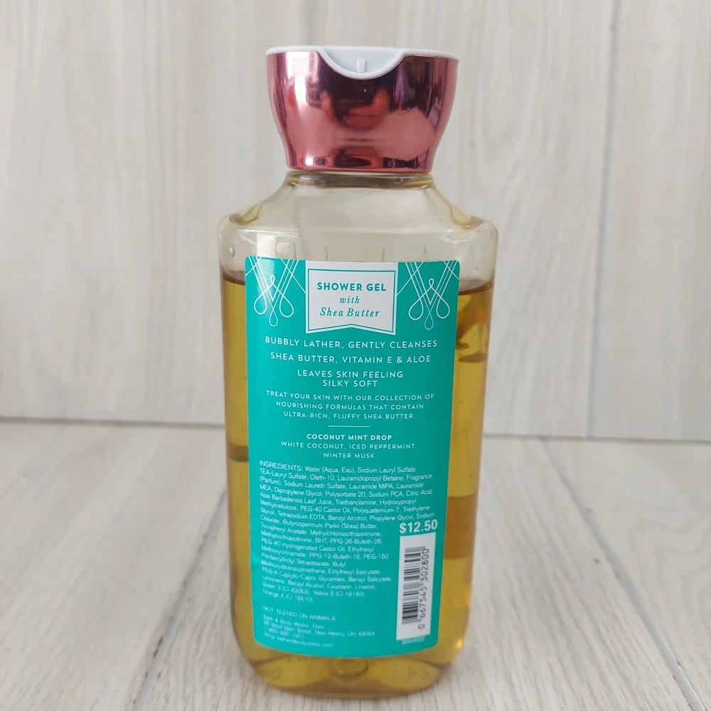 Bath & Body Works Shower Gel 10oz Coconut Mint Drop Peppermint Shea Butter